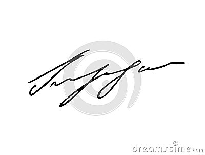 Vector signature. Autograph hand drawn. Scrawl signature. Handwritten autograph. Handwriting scribble by pen. Written black sign i Vector Illustration