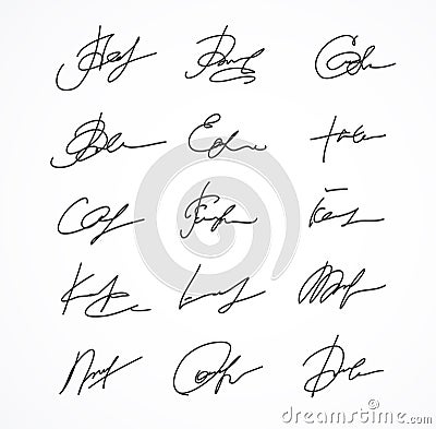 Vector Signature fictitious Autograph Vector Illustration