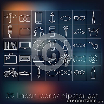 Vector signs and symbols hipster templates for your design linear icon blur Vector Illustration