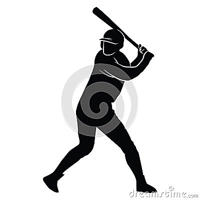 baseball players silhouettes of sports people vector Vector Illustration