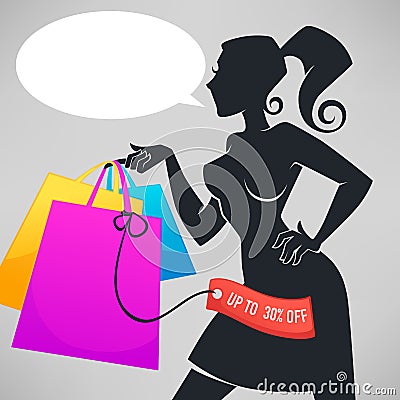 Vector silhouette of beautiful fashionable lady Vector Illustration