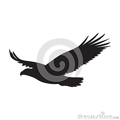 Vector silhouette of the Bird of Prey in flight with wings spread Stock Photo