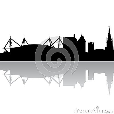 Vector silhouette of Cardiff. UK Vector Illustration