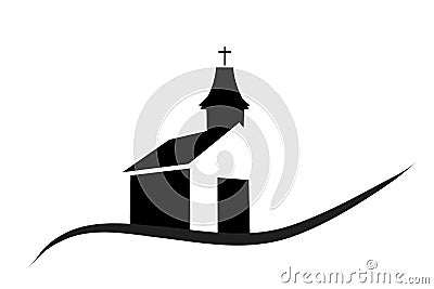 Vector silhouette of a church. Stock Photo