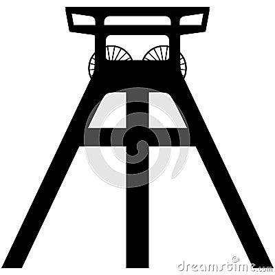 Vector silhouette of a coal mine headframe isolated on a white background. Vector Illustration
