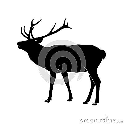 Vector silhouette deer with antler. Vector deer Vector Illustration