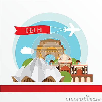 Vector silhouette of Delhi India. City skyline. Vector Illustration