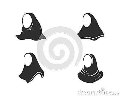 Vector Silhouette Drawing of Muslim Woman with Hijab Vector Illustration