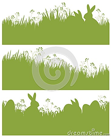 Vector silhouette Easter spring backgrounds, rabb Vector Illustration