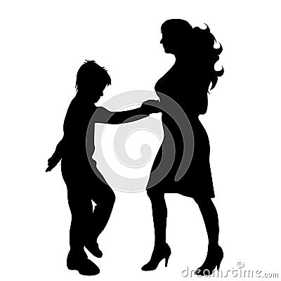 Vector silhouette of family. Stock Photo