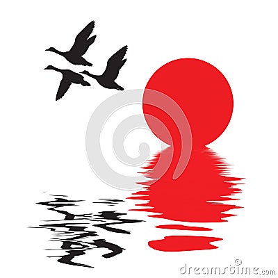 Vector silhouette flying ducks Vector Illustration