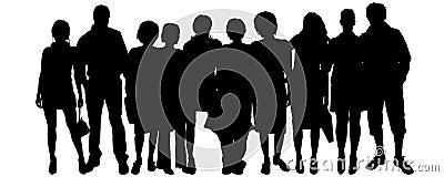 Vector silhouette of a group of people. Stock Photo