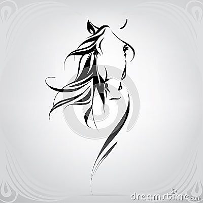 Vector silhouette of a horse`s head. vector illustration Stock Photo