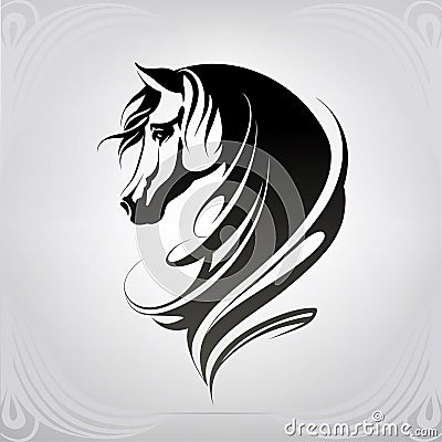 Vector silhouette of a horse`s head. vector illustration Stock Photo