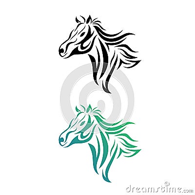 Vector silhouette of horse. Simple tattoo tribal. Vector Illustration