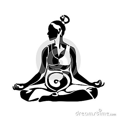 Vector silhouette illustration of yoga pose for pregnant. International yoga day Stock Photo