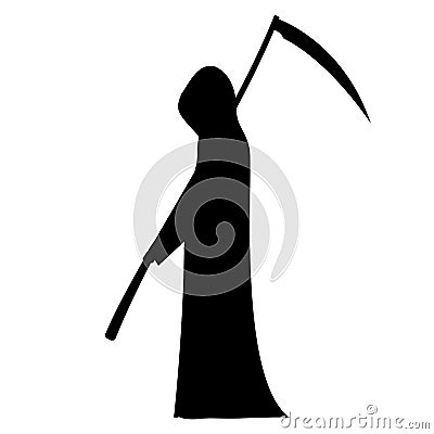 Vector silhouette of a man with hood and scythe Vector Illustration