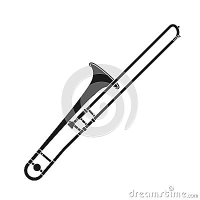 Vector silhouette of the musical instrument cornet. The silhouette of a wind instrument on a white background Vector Illustration