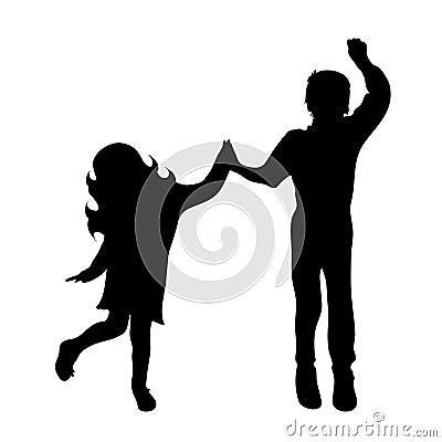 Vector silhouette of siblings. Stock Photo