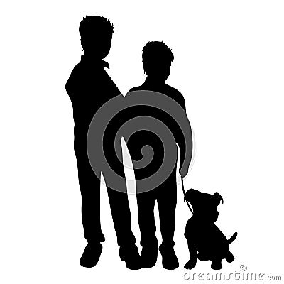 Vector silhouette of siblings. Stock Photo