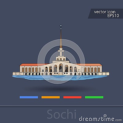 Vector silhouette of Sochi Russia. Cartoon Illustration