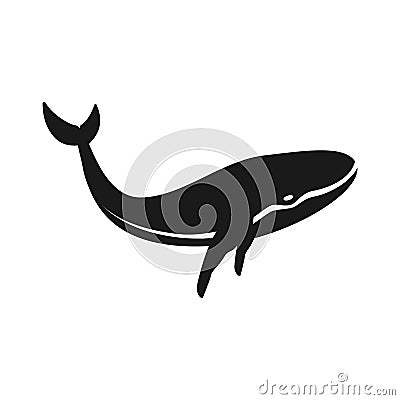 Vector silhouette whale for print isolated on white background Vector Illustration