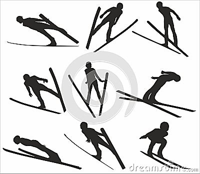 Vector silhouettes of athletes skiers. Vector Illustration