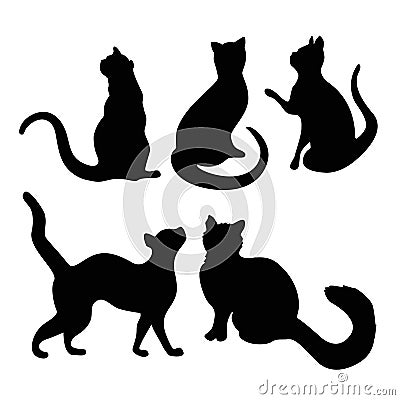 Cat figures isolate playful poses Vector Illustration