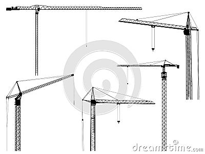 Vector silhouettes of construction crane tower. Vector Illustration