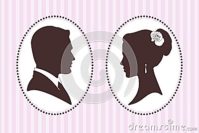 Vector silhouettes of groom and bride Vector Illustration