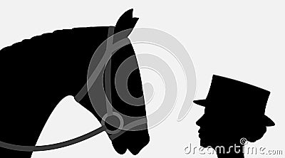Vector silhouette of horse and woman jockey Vector Illustration