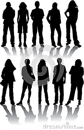 Vector silhouettes man and women Vector Illustration