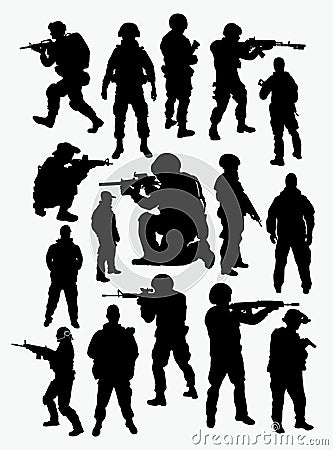 Vector silhouettes of soldiers Vector Illustration