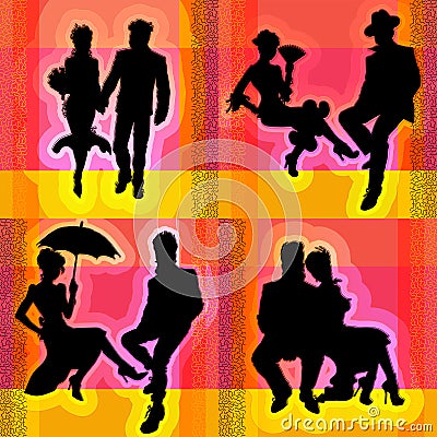 Vector silhouettes on the theme of wedding Stock Photo