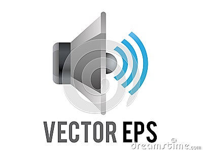 Vector silver and black circle sound music speaker high volume cone displayed icon in side view Vector Illustration