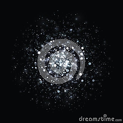 Vector silver glowing light glitter background. Christmas magic lights background Vector Illustration