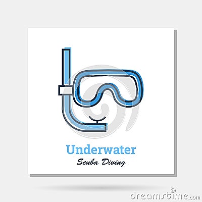 Vector simple company logo example - Underwater Scuba Diving Vector Illustration