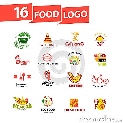 Vector simple flat food logo. Vector Illustration