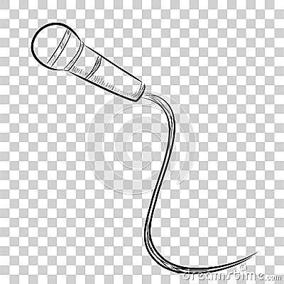 Vector Simple, hand draw sketch wired microphone, at transparent effect background Vector Illustration