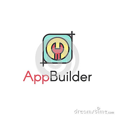 Vector Simple Icon Style Illustration Logo of Semi-Automated Application Builder Tool for Developers and Programmers Vector Illustration