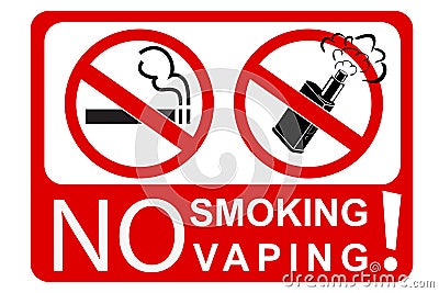 Simple sign no smoking and vaping, isolated on white Vector Illustration