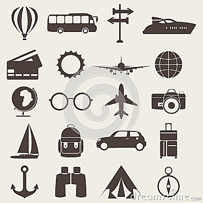 Vector simple universal travel set to use for web Vector Illustration