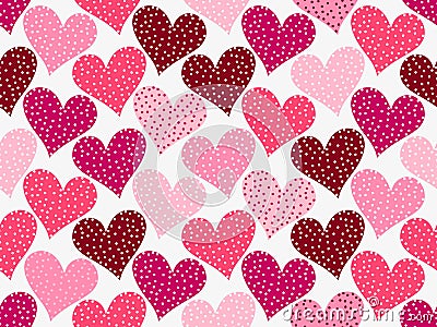 Vector simple valentines pattern of rose hearts with dots in doodle style Vector Illustration