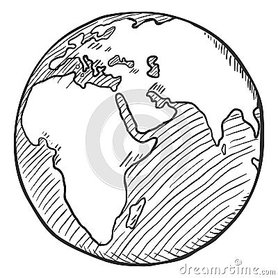 Vector Single Black Sketch Globe Illustration Vector Illustration