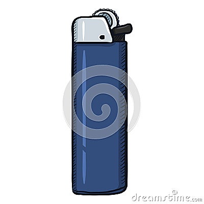 Vector Single Cartoon Blue Disposable Lighter Vector Illustration
