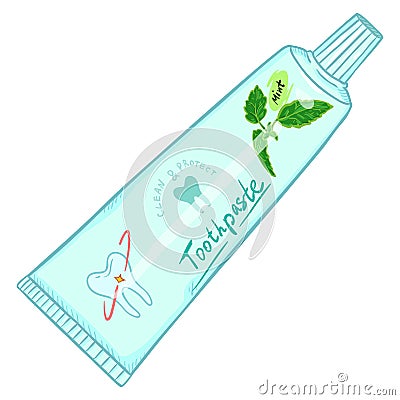 Vector Single Cartoon Color Illustration - Tube of Toothpaste Vector Illustration