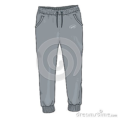 Vector Single Cartoon Illustration - Gray Training Pants Vector Illustration