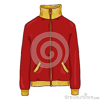 Vector Single Cartoon Illustration - Red Sport Jacket with ZIpper Vector Illustration