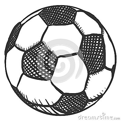 Vector Single Sketch Ball for Soccer. European Football Vector Illustration