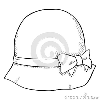 Vector Single Sketch Elegance Women Hat Vector Illustration